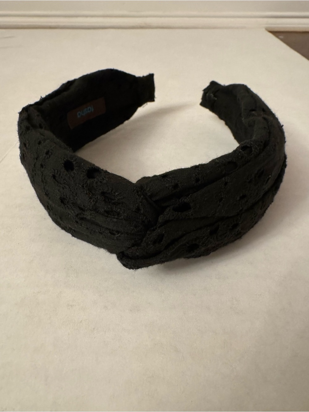 Tasha Black Knotted Eyelet Headband